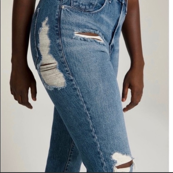 GOOD AMERICAN GOOD VINTAGE distressed baggie straight leg jeans size 16 NWT - Picture 8 of 10